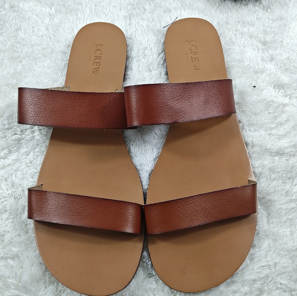J.Crew Two-Strap Brown Slide Sandals – Women’s Size 11 - Picture 3 of 8